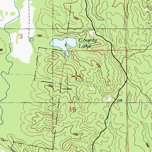 Topographic Map of County Lake Oil Field, MS