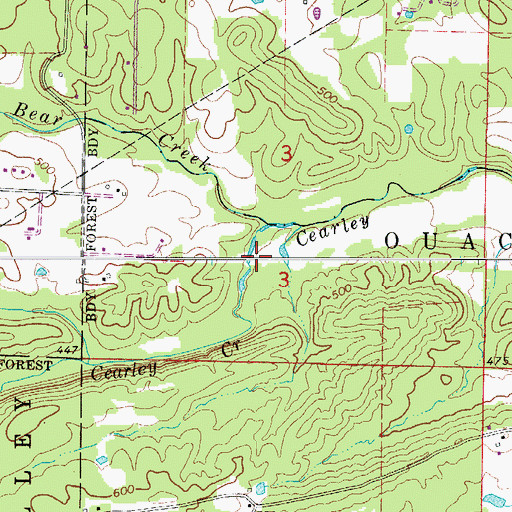 Topographic Map of Bear Creek, AR