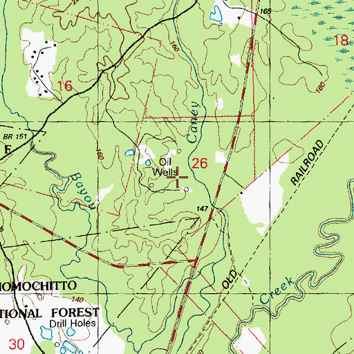 Topographic Map of North Flat Rock Oil Field, MS