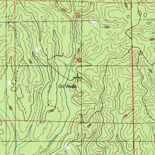 Topographic Map of Northeast Freewoods Oil Field, MS
