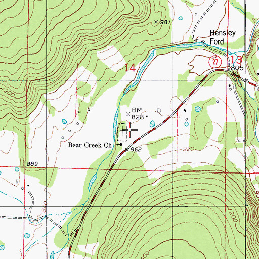 Topographic Map of Bear Creek Cemetery, AR