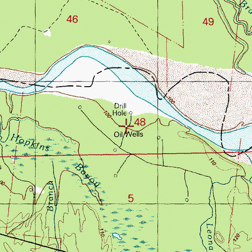Topographic Map of Ireland Oil Field, MS