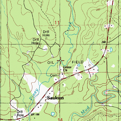 Topographic Map of North Mud Creek Oil Field, MS