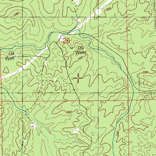 Topographic Map of Crooked Creek Oil Field, MS