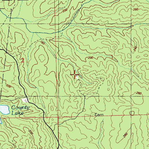 Topographic Map of East County Lake Oil Field, MS