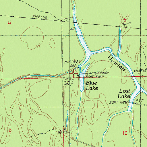 Topographic Map of Blue Lake Picnic Area, MS