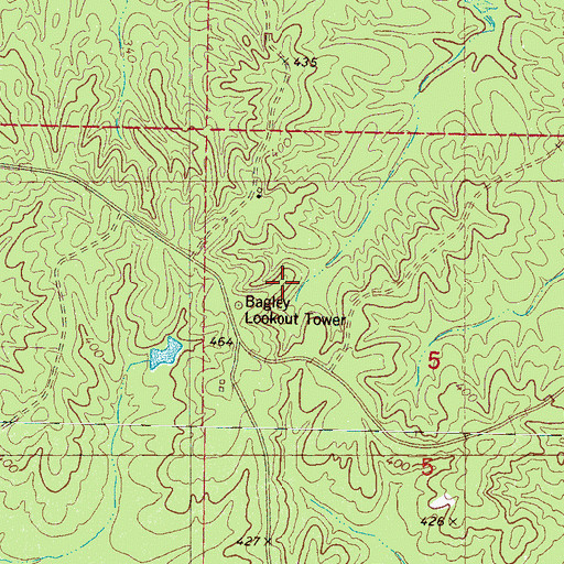 Topographic Map of Tallahatchie Experimental Forest, MS