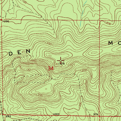 Topographic Map of Bear Den Mountain, AR
