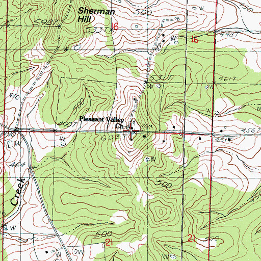 Topographic Map of Pleasant Valley Church, MS