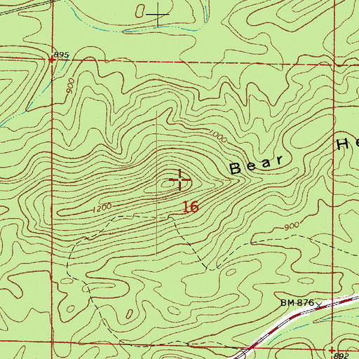 Topographic Map of Bear Head Mountain, AR