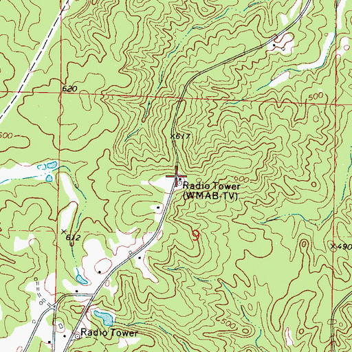 Topographic Map of WMAB-TV Tower (Saint Louis), MS