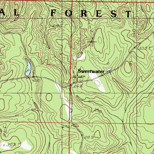 Topographic Map of Sweetwater, MS