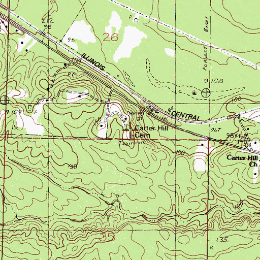 Topographic Map of Carter Hill Cemetery, MS