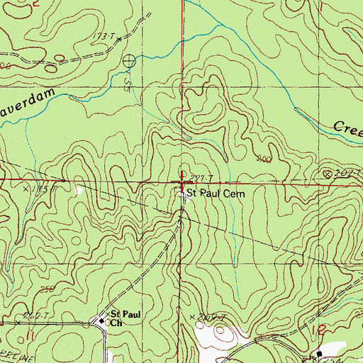 Topographic Map of Saint Paul Cemetery, MS