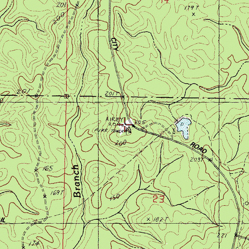 Topographic Map of Airey Work Center, MS