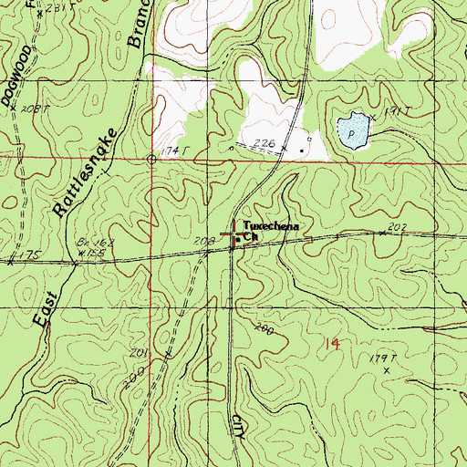 Topographic Map of Tuxechena Church, MS