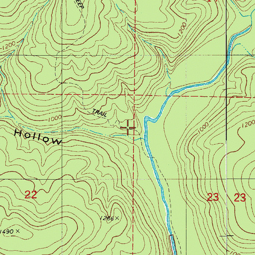Topographic Map of Bear Hollow, AR