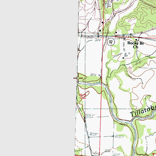 Topographic Map of Tillatoba Creek, MS