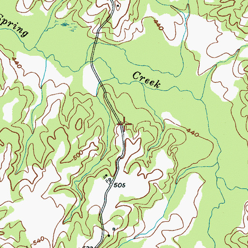 Topographic Map of East Fork Spring Creek, TN
