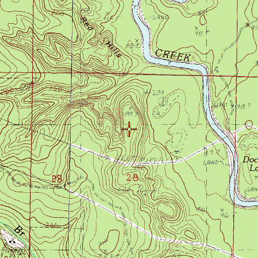 Topographic Map of Red Hill Cemetery, MS