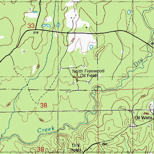 Topographic Map of North Freewood Oil Field, MS