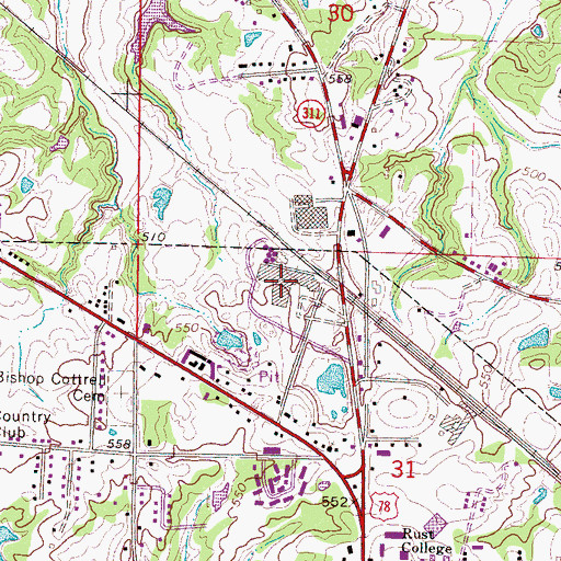 Topographic Map of Holly Springs Ranger District, MS