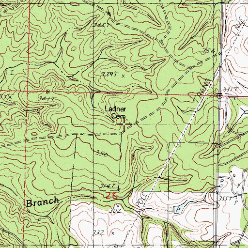 Topographic Map of Ladner Cemetery, MS