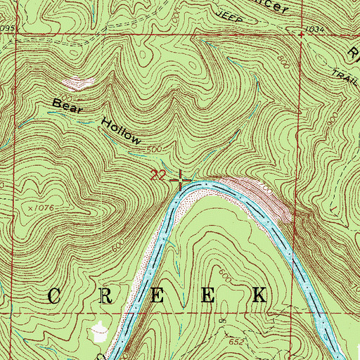 Topographic Map of Bear Hollow, AR