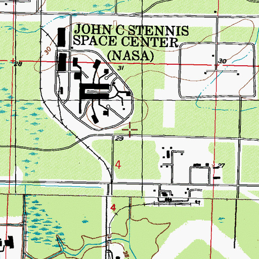 Topographic Map of John C Stennis Space Center, MS