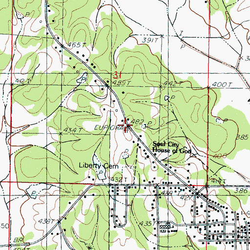 Topographic Map of Church Hill, MS