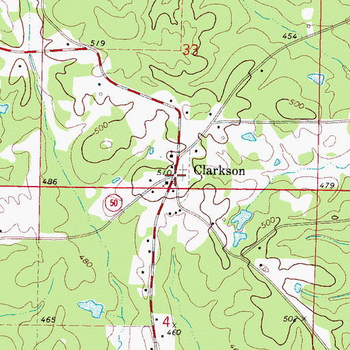 Topographic Map of Clarkson School (historical), MS