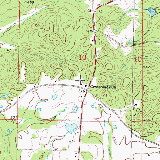 Topographic Map of Cross Roads Cemetery, MS