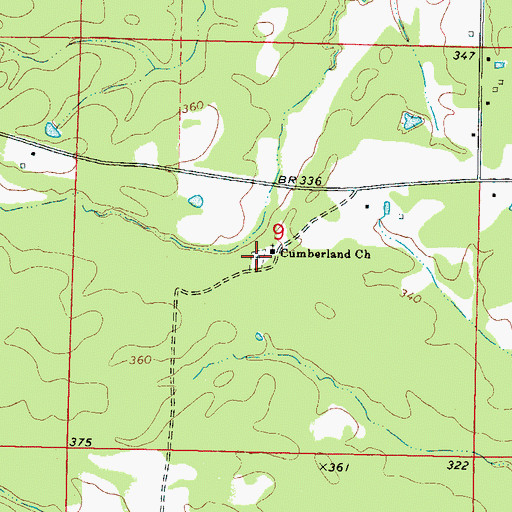 Topographic Map of Cumberland Cemetery, MS