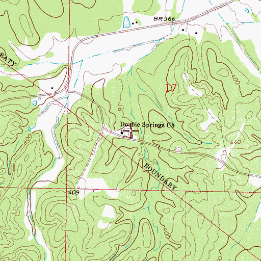 Topographic Map of Double Springs Cemetery, MS