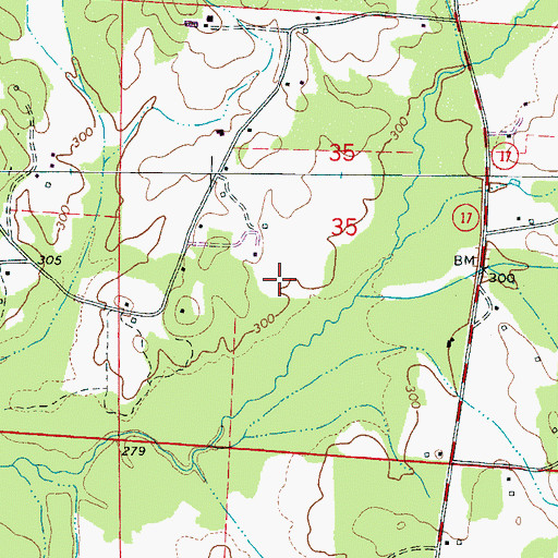 Topographic Map of East Webster High School, MS