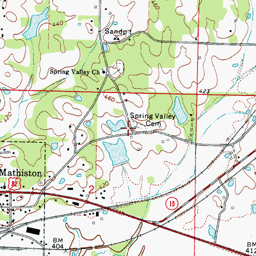 Topographic Map of Ebenezer Methodist Church (historical), MS