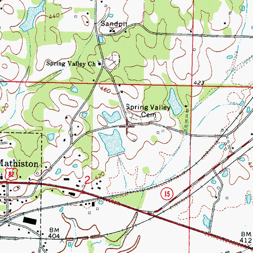 Topographic Map of Ebenezer School (historical), MS