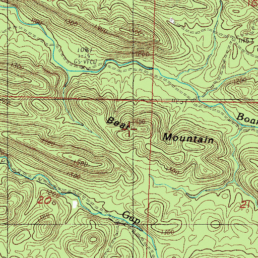 Topographic Map of Bear Mountain, AR