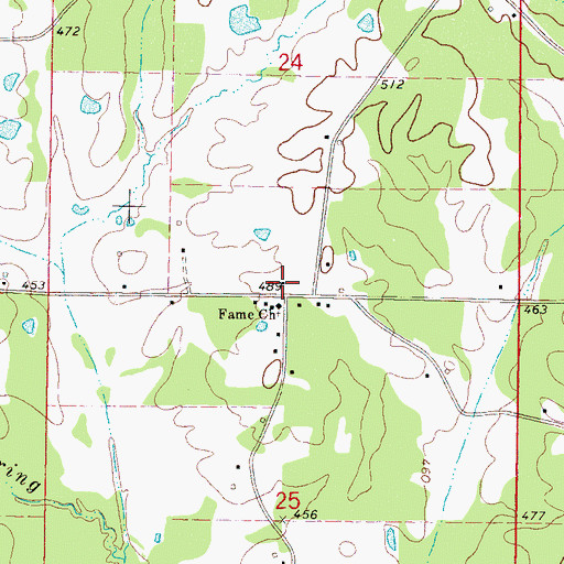 Topographic Map of Fame School (historical), MS