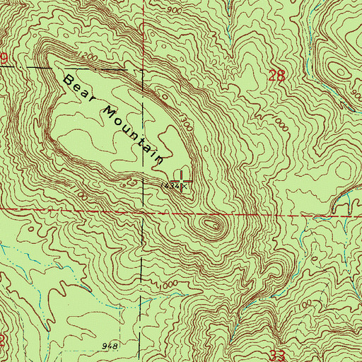 Topographic Map of Bear Mountain, AR