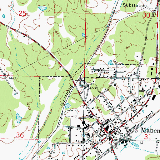 Topographic Map of Maben Cemetery, MS