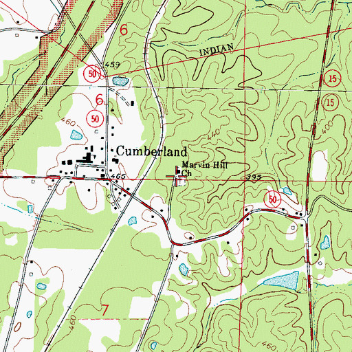 Topographic Map of Marvin Hill Cemetery, MS