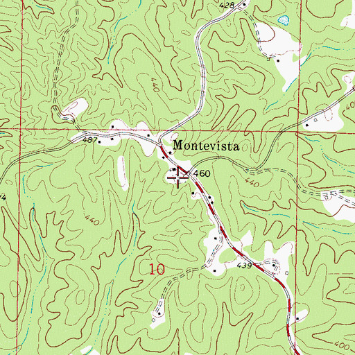 Topographic Map of Montevista Cemetery, MS