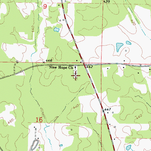 Topographic Map of New Hope Cemetery, MS