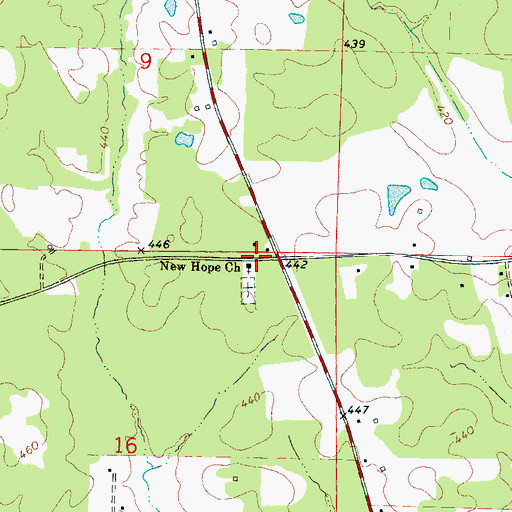 Topographic Map of New Hope School (historical), MS