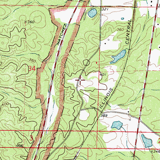 Topographic Map of Old Cumberland (historical), MS