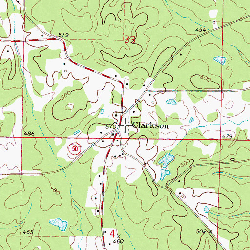 Topographic Map of Pine Chapel (historical), MS