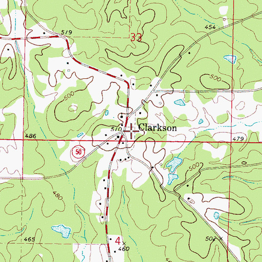 Topographic Map of Pine Chapel School (historical), MS