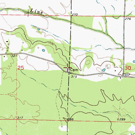 Topographic Map of Pisgah Cemetery, MS