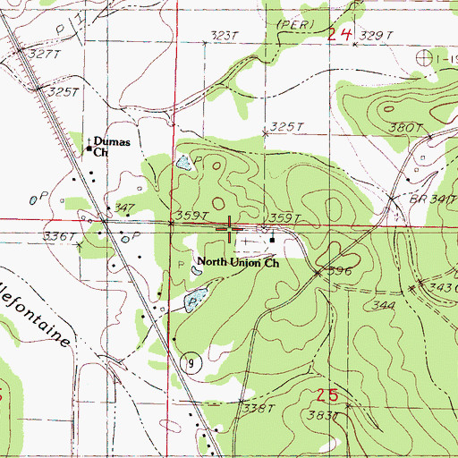 Topographic Map of Point Pleasant School (historical), MS